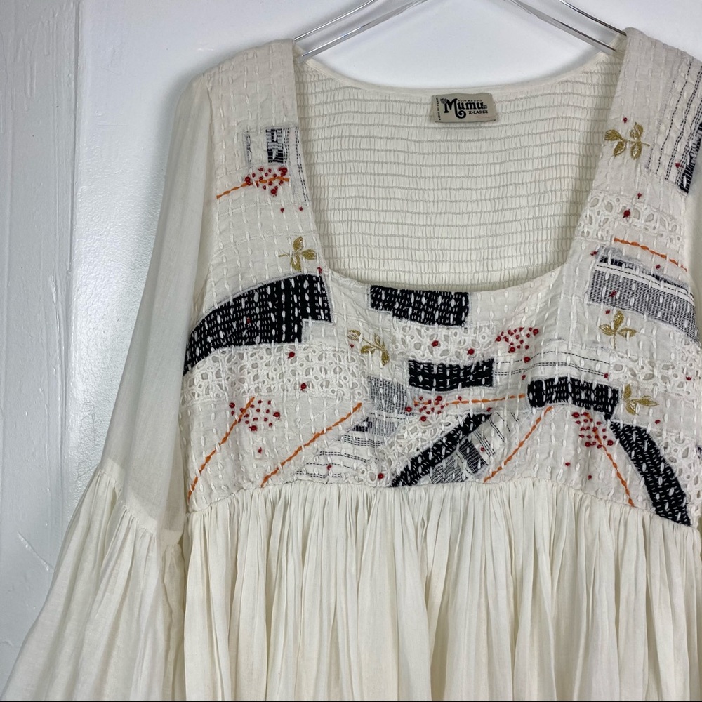 White Embroidered Square-Neck Mini Dress - Picture 3 of 9